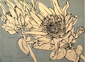 ginger flower , Punta Cana, 2013  23 x 30 inches, ink and oil