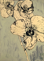orchid, St. Martin,  2015 24 x 18 inches, ink and oil